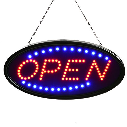 0757440585900 - OPEN SIGN, AGPTEK 18.9X9.84 LED OPEN SIGN ELECTRIC BILLBOARD BRIGHT ADVERTISING BOARD FLASHING WINDOW DISPLAY SIGN WITH MOTION - OPEN (RED/BLUE) - TWO MODES