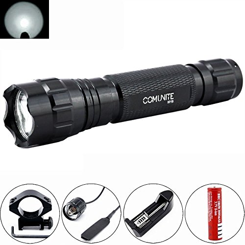0757440847701 - ULTRAFIRE 501B XM-L T6 1000 LUMENS BRIGHT LED FLASHLIGHT TORCH TACTICAL FLASHLIGHT LAMP + GUN MOUNT + REMOTE PRESSURE SWITCH + 1 X 18650 RECHARGEABLE BATTERY + BATTERY CHARGER (WHITE LIGHT)