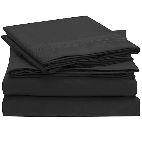 0757440899816 - IDEAL LINENS BED SHEET SET - 1800 DOUBLE BRUSHED MICROFIBER BEDDING - 4 PIECE (QUEEN, BLACK)