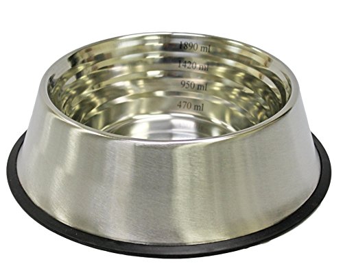 0757440901182 - FUZZY PUPPY PET PRODUCTS NTD-64 NON-TIP MEASUREMENT DOG BOWL WITH RUBBER BASE, 64 OZ