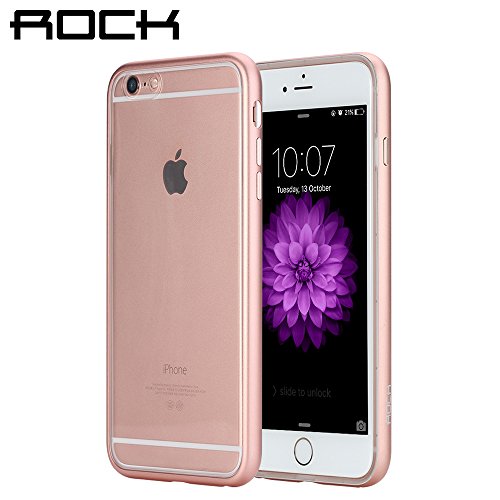 0757450762438 - IPHONE 6 4.7 CASE, ROCK® SLIM ANTI-SKID ANTI-FINGERPRINT DROP PROTECTION ARC REAL METAL ALUMINUM BUMPER + PREMIUM ULTRA THIN TPU PROTECTIVE SHELL CASE FOR APPLE IPHONE 6 4.7 - ROSE PINK/CLEAR