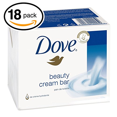 0757583213616 - (PACK OF 18 BARS) DOVE BEAUTY SOAP BAR: WHITE. PROTECTS YOUR SKIN'S NATURAL MOISTURE. 25% MOISTURIZING LOTION & CREAM! GREAT FOR HANDS, FACE & BODY! (18 BARS, 3.5OZ EACH BAR)