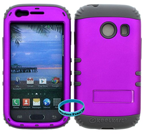 0757583534278 - WIRELESS FONES TM HYBRID IMPACT DUAL LAYER COVER CASE FOR SAMSUNG GALAXY ACE STYLE S765C STRAIGHT TALK, NET10 AND TRACFONE PURPLE ON GRAY SKIN (WIRELESS FONES TM WRIST BAND INCLUDED)