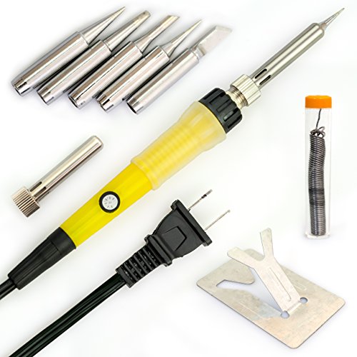 0757583605008 - 60W - 110V SOLDERING IRON KIT - BEST FOR SMALL ELECTRIC WORK, JEWELLERY AND WELDING. ADJUSTABLE TEMPERATURE . BEST DIY GIFT