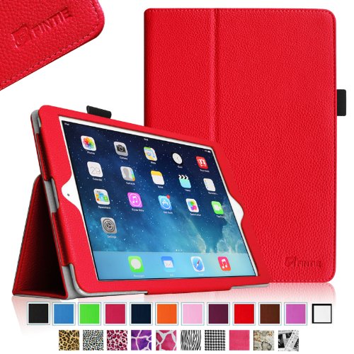 0757901274756 - FINTIE APPLE IPAD AIR FOLIO CASE - SLIM FIT LEATHER SMART COVER WITH AUTO SLEEP / WAKE FEATURE FOR IPAD AIR (IPAD 5TH GENERATION) 2013 MODEL, RED
