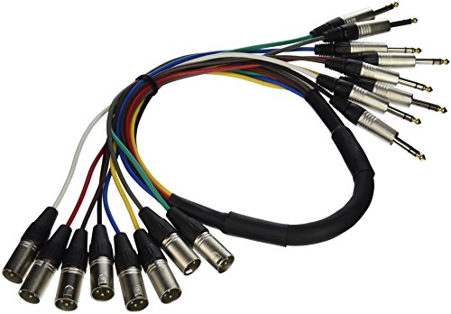 0757901810039 - MONOPRICE 601296 1-METER/3-FEET 8-CHANNEL 1/4-INCH TRS MALE TO XLR MALE SNAKE CABLE