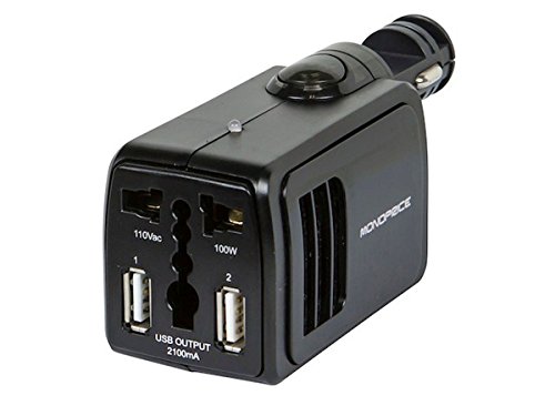 0757901816130 - MONOPRICE 12VDC TO 110VAC 100W AUTO POWER INVERTOR WITH DUAL USB CHARGER (2100MA)