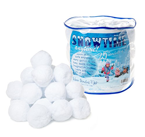 0757901931758 - INDOOR SNOWBALL FIGHT - SNOWTIME ANYTIME 25PK - SAFE, NO MESS, NO SLUSH - HOURS OF FUN!