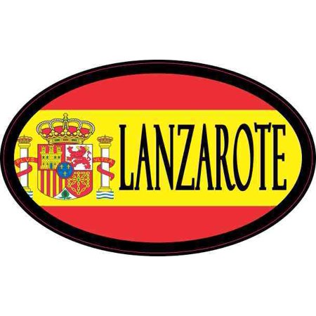 0758093090537 - 4IN X 2.5IN FLAG OVAL LANZAROTE STICKER