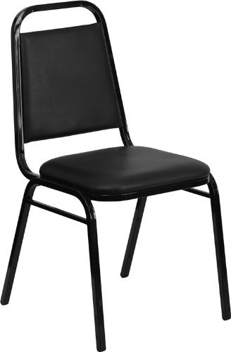 0758330601243 - FLASH FURNITURE FD-BHF-2-GG HERCULES SERIES UPHOLSTERED STACK CHAIR WITH TRAPEZOIDAL BACK PADDED FOAM SEAT BLACK FRAME - SET OF 2