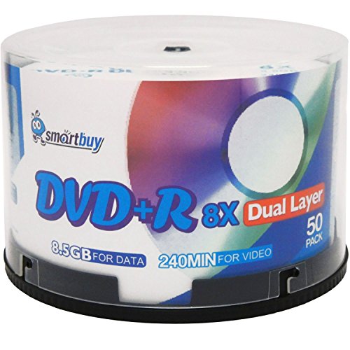 0758418818839 - SMART BUY LOGO 50 PACK DVD PLUS R DVD+R DL 8.5GB 8X DOUBLE LAYER BLANK DATA RECORD 50 DISCS SPINDLE