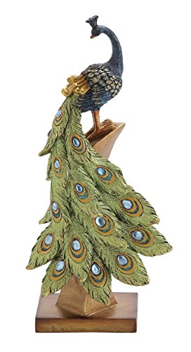 0758647549399 - DECO 79 POLY-STONE PEACOCK, 6 BY 13-INCH