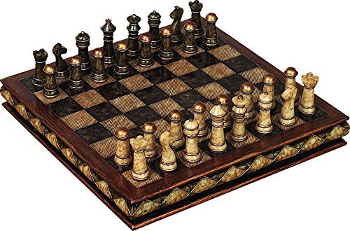0758647817566 - DECO 79 POLY-STONE CHESS SET, 10 BY 3-INCH
