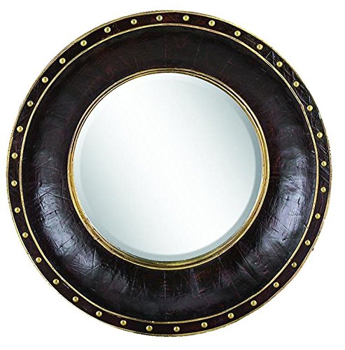 0758647891054 - DECO 79 89105 WOOD LEATHER MIRROR REFRESHING HOME DECOR