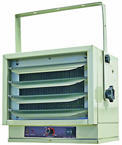 0075877525161 - COMFORT ZONE CZ220 INDUSTRIAL STEEL ELECTRIC CEILING MOUNT HEATER, 3 HEAT LEVELS UP TO 5,000 WATTS, WHITE