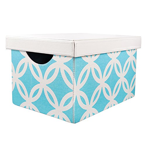 0759218156220 - VOX NON WOVEN FABRIC RECTANGULAR FOLDABLE STORAGE BOXES BINS ORGANIZER CUBE CONTAINERS DRAWERS WITH LID AND HANDLES FOR CLOTHES LIGHT BLUE