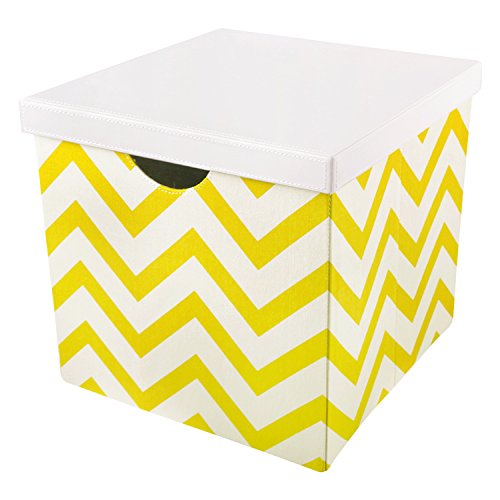 0759218159269 - VOX SQUARE CLOTHING NON WOVEN FABRIC FOLDABLE STORAGE BOX CUBE BINS ORGANIZER CONTAINERS DRAWERS WITH LIDS AND HANDLES YELLOW
