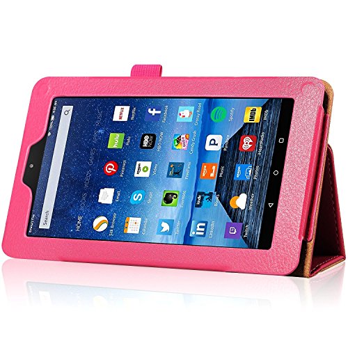 0759218959937 - FIRE7 2015 7INCH CASE, JOANNA STORE PU LEATHER CASES COVERS FOR FIRE 7 TABLET (WILL ONLY FIT FIRE 7 DISPLAY 5TH GENERATION - 2015 RELEASE) (ROSE)