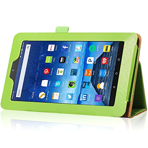 0759218959968 - FIRE7 2015 7INCH CASE, JOANNA STORE PU LEATHER CASES COVERS FOR FIRE 7 TABLET (WILL ONLY FIT FIRE 7 DISPLAY 5TH GENERATION - 2015 RELEASE) (GREEN)