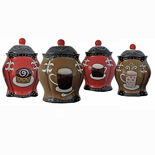 0759455267758 - CAFE HAND-PAINTED FOOD STORAGE CANISTER 4-PIECE SET