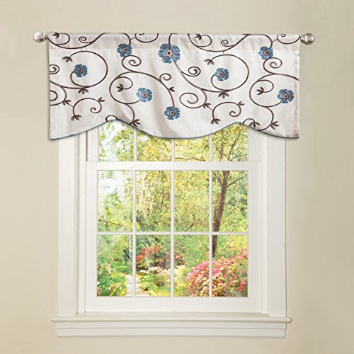0759455273131 - LUSH DECOR BLUE 'ROYAL GARDEN' VALANCE, FLORAL PRINT IS SURE TO ADD A TOUCH OF TRADITIONAL ELEGANCE TO ANY ROOM