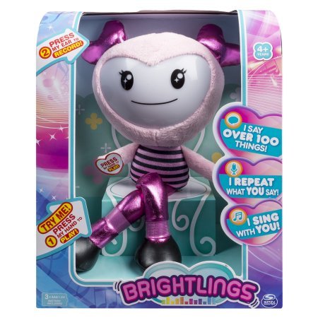 0759455298875 - BRIGHTLINGS, INTERACTIVE SINGING, TALKING 15 PLUSH, PINK, BY SPIN MASTER, RECORD: SHE RECORDS AND REPEATS ANYTHING YOU SAY! CHANGE HER VOICE BY TILTING HER FROM SIDE TO SIDE.