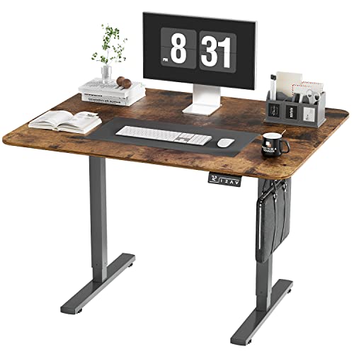 0759537827917 - YESHOMY HEIGHT ADJUSTABLE ELECTRIC DESK 40 X 24 INCHES STAND UP TABLE, HOME OFFICE WORKSTATION, 40IN, BLACK LEG/RUSTIC BROWN TOP