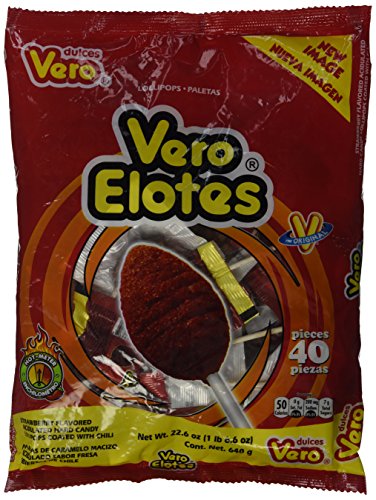 0759686000797 - ELOTES FLAVOR STRAWBERRY CHILLI LOLLIPOP MEXICAN CANDY 40 PC CORN ELOTE