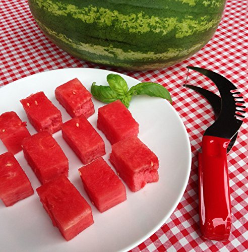 0759754997530 - NON-SLIP WATERMELON SLICER - BY FEDORA - EASY RUBBER GRIP - GREAT FOR PICNIC AND BBQ PARTY - MULTI-PURPOSE STAINLESS STEEL KITCHEN TOOL - SIMPLE TO USE & CLEAN - SAFE & KID FRIENDLY