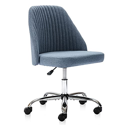 0759784442482 - HOME OFFICE DESK CHAIR, OFFICE CHAIRS DESK CHAIR ROLLING TASK CHAIR COMPUTER CHAIR ADJUSTABLE WITH WHEELS ARMLESS FOR BEDROOM, VANITY CHAIR FOR MAKEUP ROOM, LIVING ROOM BLUE