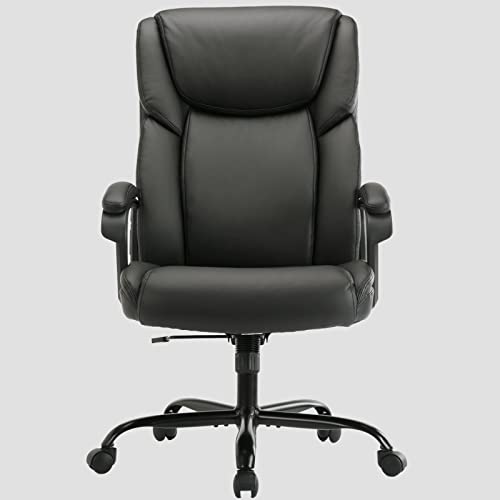0759784789020 - ZUNMOS HOME OFFICE EXECUTIVE DESK HIGH BACK COMPUTER ADJUSTABLE HEIGHT AND SWIVEL TASK LUMBAR HEAD SUPPORT CHAIR, LEATHER BLACK