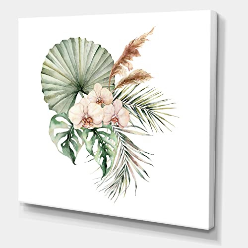 0759951288653 - DESIGNQ TROPICAL BOUQUET WITH ORCHIDS PALM LEAVES TRADITIONAL CANVAS WALL ART