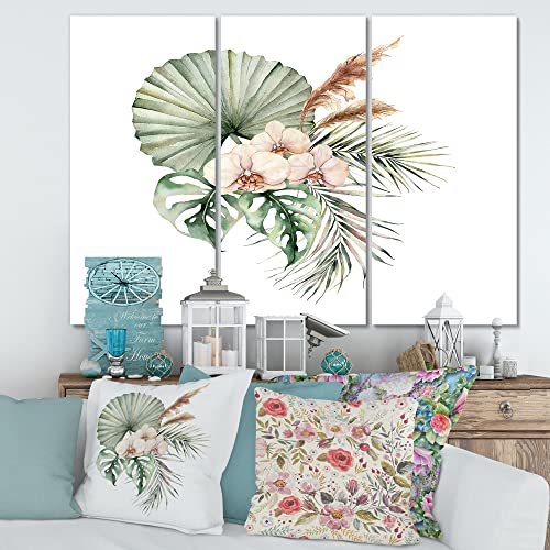 0759951317322 - DESIGNQ TROPICAL BOUQUET WITH ORCHIDS PALM LEAVES TRADITIONAL CANVAS WALL ART