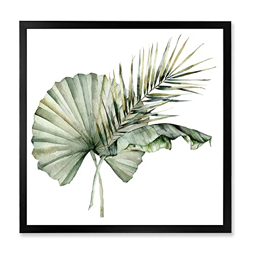 0759951905536 - DESIGNQ TROPICAL BOUQUET WITH BANANA PALM & COCONUT LEAVES TRADITIONAL FRAMED WALL ART