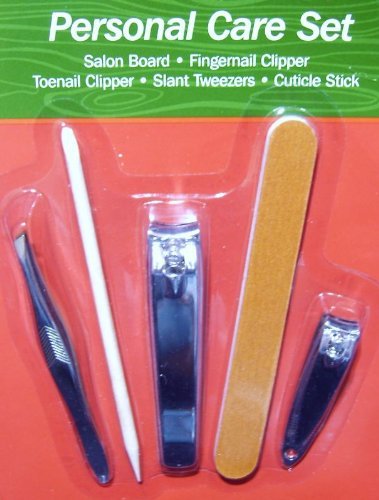 0760236498506 - PERSONAL CARE SET WITH SALON NAIL FILE BOARD, TWEEZERS, FINGERNAIL & TOENAIL CLIPPERS