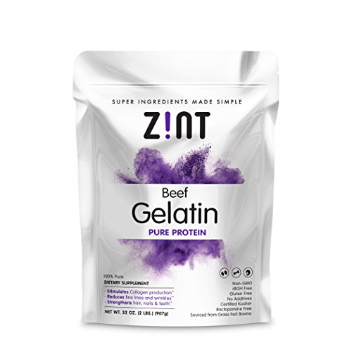 0760488372876 - ZINT PURE GRASS FED BEEF GELATIN FOR COLLAGEN & JOINT HEALTH - NON-GMO CERTIFIED - UNFLAVORED, KOSHER - 2 LB BAG