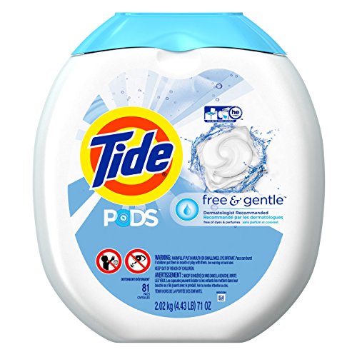 0760625110248 - TIDE PODS HE TURBO LAUNDRY DETERGENT PACS TUB, FREE AND GENTLE, 81 COUNT