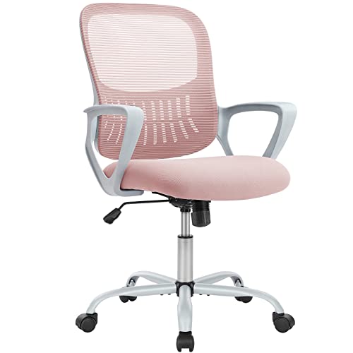 0760790194005 - ERGONOMIC OFFICE CHAIR WITH COMFORTABLE ARMS, HOME OFFICE DESK CHAIRS WITH WHEELS, LUMBAR SUPPORT - SWIVEL ROLLING MESH CHAIR WITH ROCK & LOCK FOR GAMING- COMPUTER CHAIR WITH BREATHABLE DESIGN