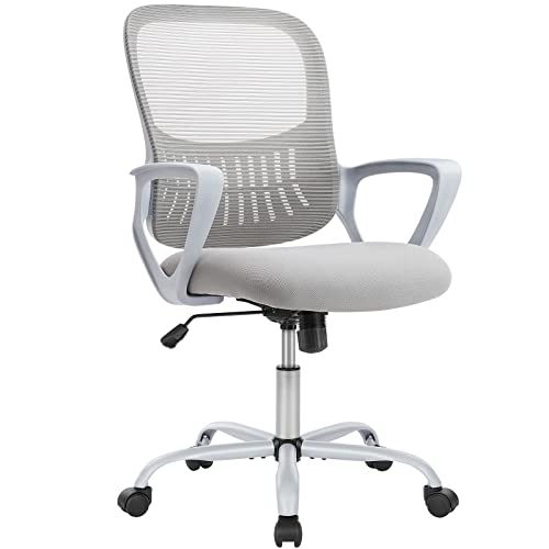 0760790194029 - ERGONOMIC OFFICE CHAIR WITH COMFORTABLE ARMS, HOME OFFICE DESK CHAIRS WITH WHEELS, LUMBAR SUPPORT - SWIVEL ROLLING MESH CHAIR WITH ROCK & LOCK FOR GAMING- COMPUTER CHAIR WITH BREATHABLE DESIGN