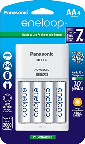 7608537687997 - PANASONIC K-KJ17MCA4BA ADVANCED INDIVIDUAL CELL BATTERY CHARGER PACK WITH 4AA ENELOOP 2100 CYCLE RECHARGEABLE BATTERIES (4 PACK)
