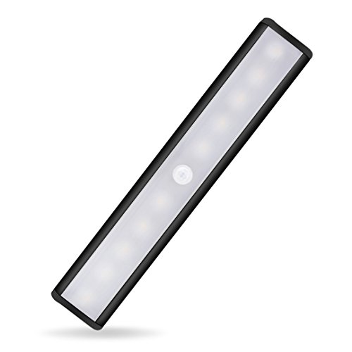 0761000885508 - WEI-SHAN PORTABLE 10 LED WIRELESS MOTION SENSOR LIGHT BAR RECHARGEABLE MAGNETIC STRIP (BATTERY OPERATED) CLOSET CABINET STAIRS ANYWHERE 2-PACK (BLACK)