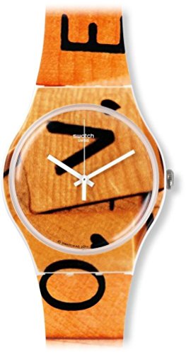 7610522686601 - SWATCH SUOW116 LOVE GAME BROWN BLACK WHITE DIAL SILICONE BAND UNISEX WATCH NEW