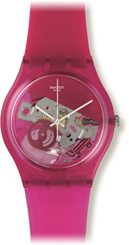 7610522687578 - SWATCH GP146 GRANA TECH PINK SEE THROUGH DIAL SILICONE BAND UNISEX WATCH NEW