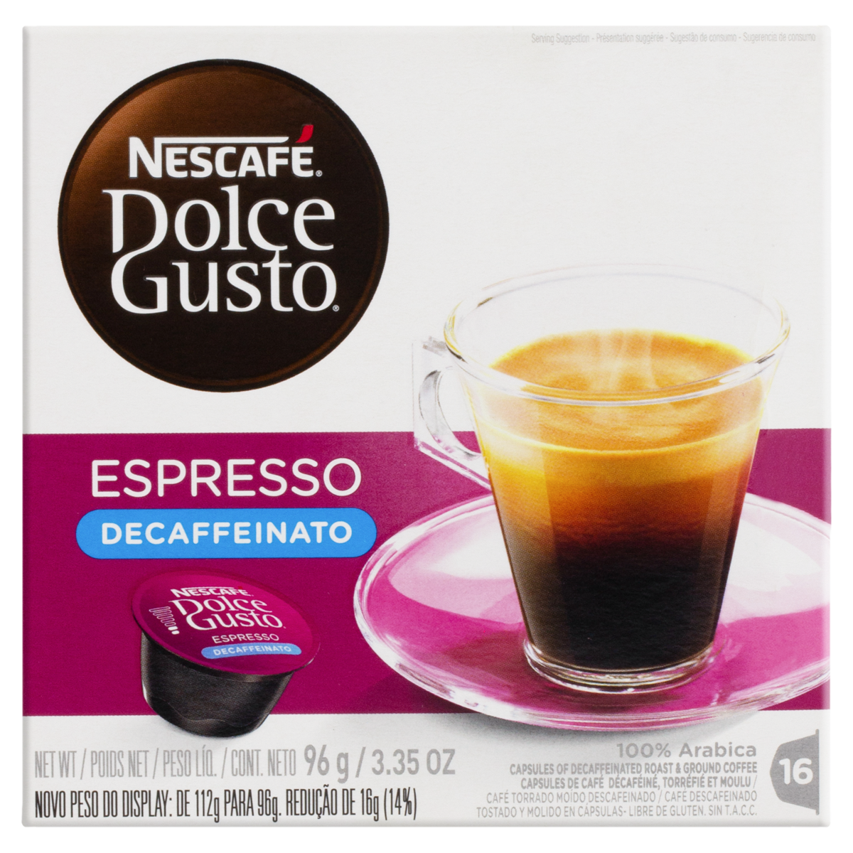 Café espresso descafeinado en cápsulas Nescafé Dolce Gusto 16 ud.