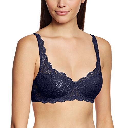 7613136484458 - TRIUMPH 300 WHP AMOURETTE UNDERWIRED BALCONETTE BALCONY HALF CUP PADDED LACE BRA DEEP WATER 38B