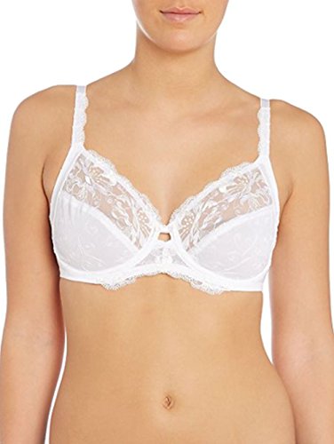 7613141636507 - TRIUMPH MODERN BLOOM FULL CUP UNDERWIRED NON PADDED SUPPORTIVE PLUNGE LACE BRA WHITE 42DD