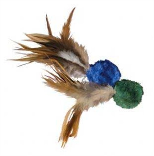 0076138518502 - KONG NATURALS CRINKLE BALL WITH FEATHERS CAT TOY, COLORS VARY, 2-PACK