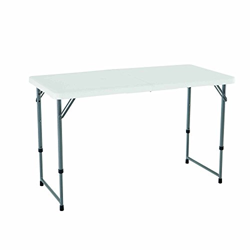 7614660161266 - LIFETIME 4428 HEIGHT ADJUSTABLE FOLDING UTILITY TABLE, 48 BY 24 INCHES, WHITE GRANITE
