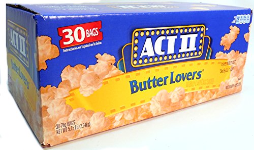 Act II butter lovers microwave popcorn 30 78G bags.