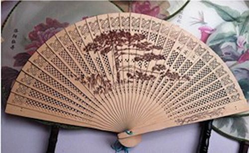 7615679314872 - CHINESE WIND HOME DECORATION SANDALWOOD FOLDING HAND FAN PROCESS CHARACTERS HANDICRAFT FOREIGN AFFAIRS GIFTS WEDDING ARTESANATO